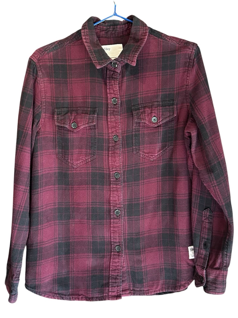 Misses’ Burgundy Plaid Button-Down Shirt Jacket by Tilley